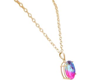 Collier Gemshine avec pierre gemme de quartz tourmaline ovale 4