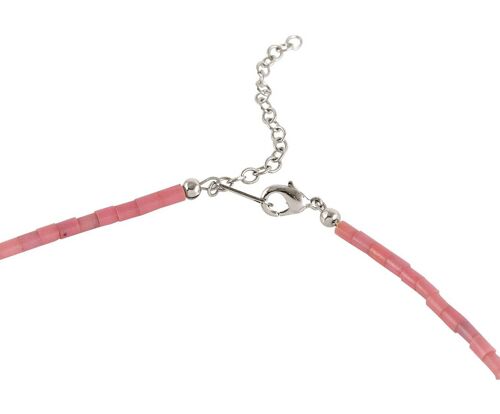 Gemshine Halskette mit rosa Achat Scheiben in 925 Silber
