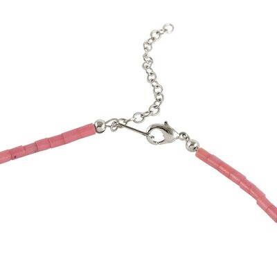 Gemshine Halskette mit rosa Achat Scheiben in 925 Silber
