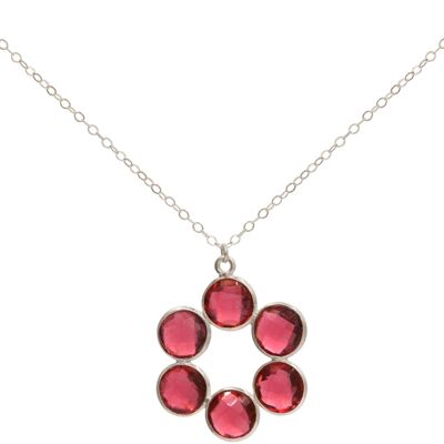 Collar Gemshine con piedra preciosa de cuarzo turmalina rosa