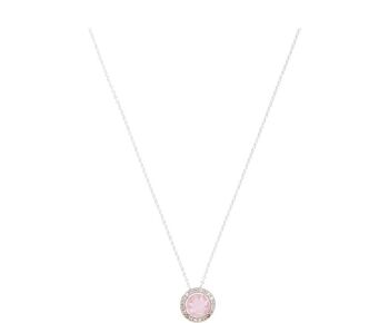 Collier Gemshine avec pendentif rond en pierre précieuse de quartz rose 3