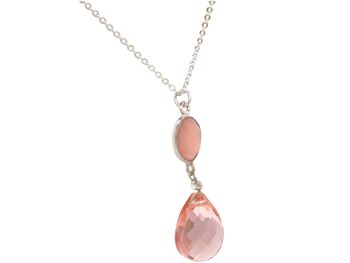 Collier Gemshine avec pierres précieuses de quartz rose 1