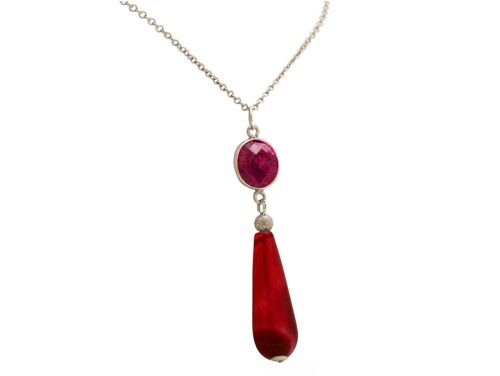 Gemshine Halskette mit rotem Rubin und Achat Edelstein