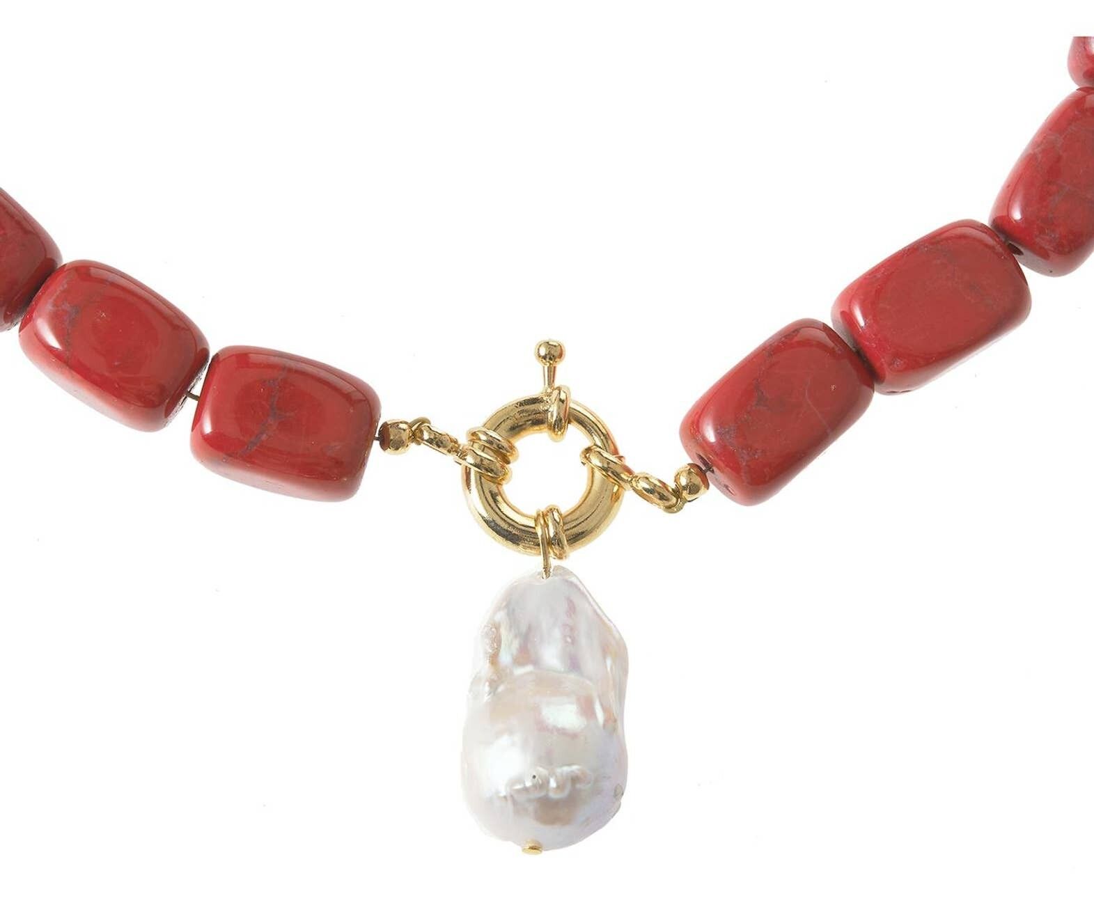 Collana Gemshine con gemme di giada rossa