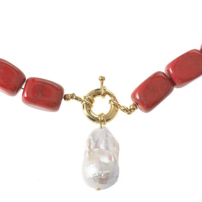 Gemshine necklace with red jade gemstones