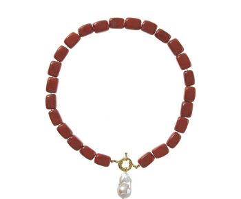 Collier Gemshine avec des pierres précieuses de jade rouge 4