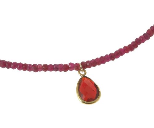 Gemshine Halskette mit roten Rubin Edelsteinen