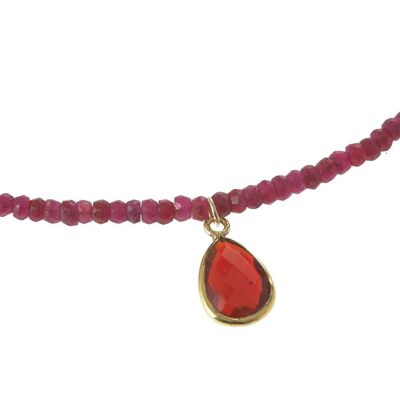 Collier Gemshine avec pierres précieuses rubis rouges