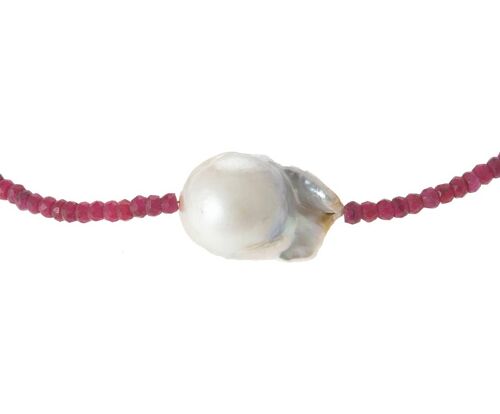 Gemshine - Halskette mit roten Rubin Edelsteinen