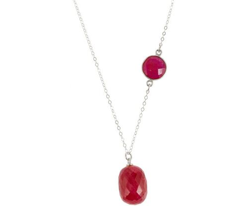 Gemshine Halskette mit roten Rubinen und 3-D Rubin Anhänger