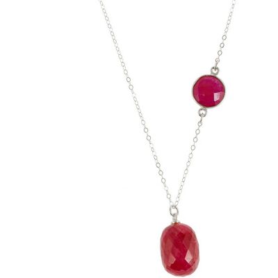 Gemshine necklace with red rubies and 3-D ruby pendant