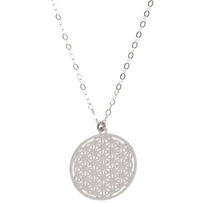 Gemshine Halskette mit rundem Mandala Lebensblume Anhänger