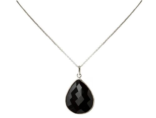 Gemshine Halskette mit schwarzem Onyx Edelstein Tropfen.