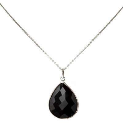 Collier Gemshine avec goutte de pierre précieuse d'onyx noir.