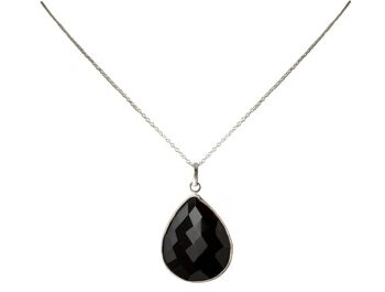 Collier Gemshine avec goutte de pierre précieuse d'onyx noir. 1