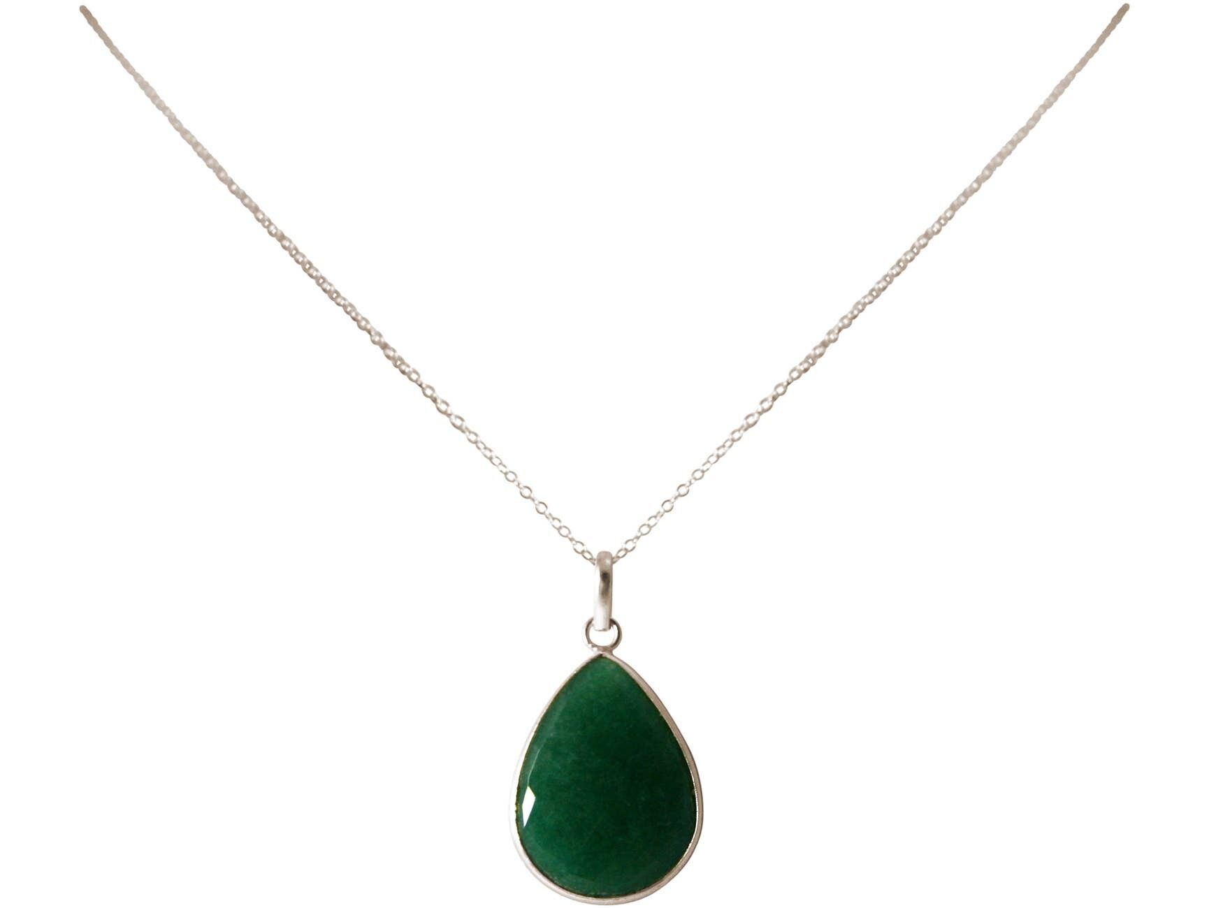 Gemshine necklace with emerald gemstone drops.