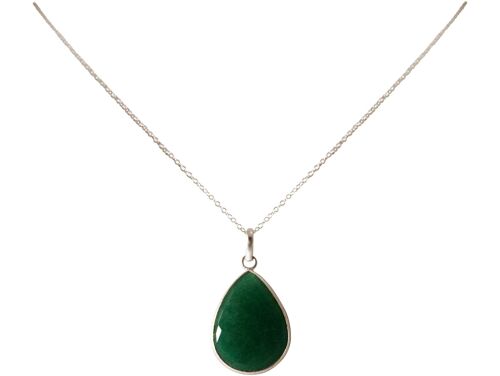 Gemshine Halskette mit Smaragd Edelstein Tropfen.