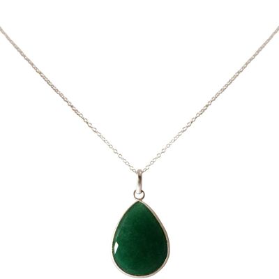 Gemshine Halskette mit Smaragd Edelstein Tropfen.