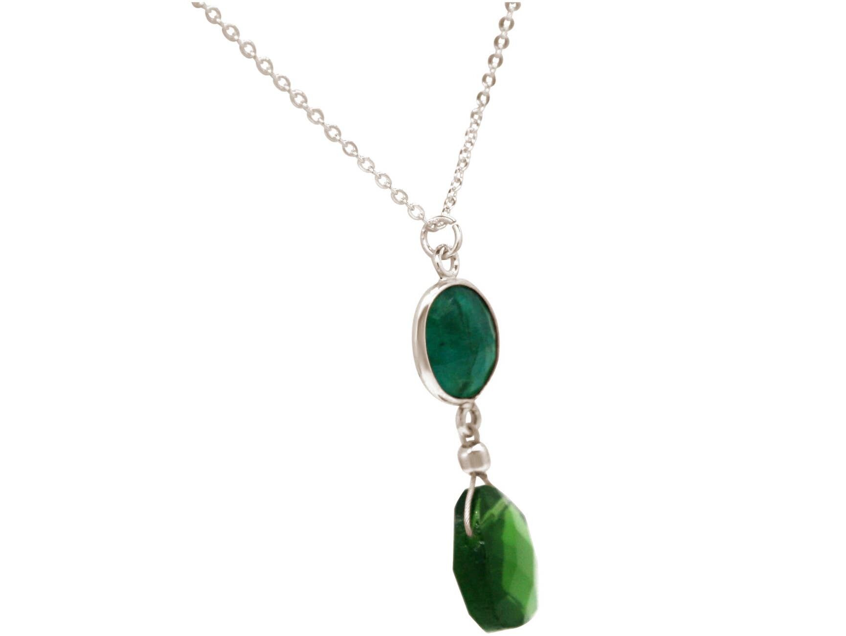 Gemshine Necklace with Emerald and Green Tourmaline Quartz
