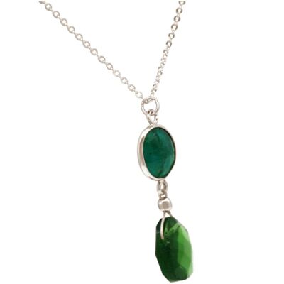 Gemshine Halskette mit Smaragd und grünem Turmalin Quarz