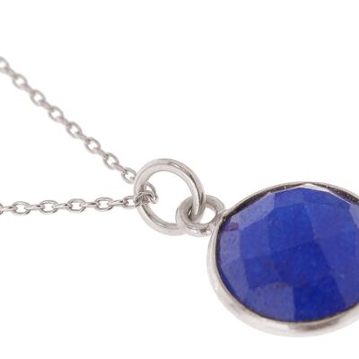 Collier Gemshine avec un pendentif en pierre précieuse de saphir bleu profond