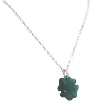 Gemshine Necklace with Four Leaf Clover Heart Shape Pendant