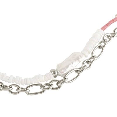 Gemshine Halskette mit weißen Achat Scheiben und Edelsteinen