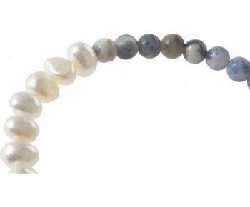 Collier Gemshine avec perles de culture blanches et lapis bleu 4