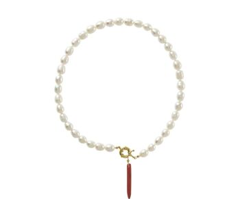 Collier Gemshine avec perles de culture blanches et agate rouge 3