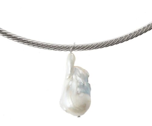 Gemshine Halskette mit weißer Barock Zuchtperle am Halsreif