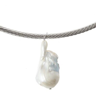 Collar Gemshine con perla cultivada barroca blanca en la gargantilla