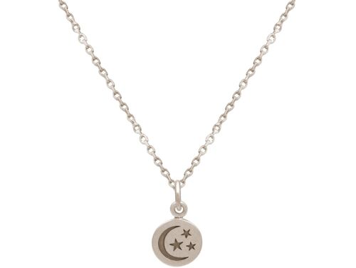 Gemshine Halskette Mond mit Sternen in 925 Silber