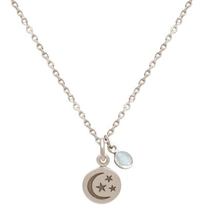 Gemshine Necklace Moon, Stars and Teal Chalcedony