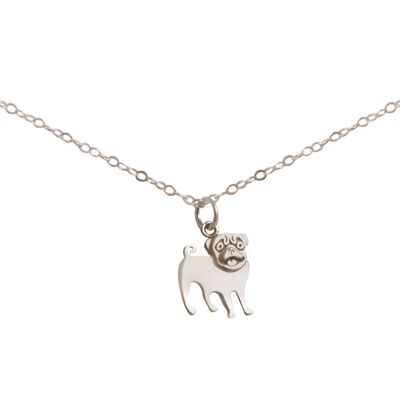 Gemshine Necklace Pug Dog Pendant. Solid 925 silver