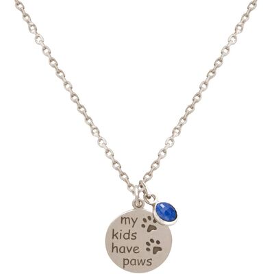 Gemshine Necklace - My Kids Have Paws: Dog, Cat Paws