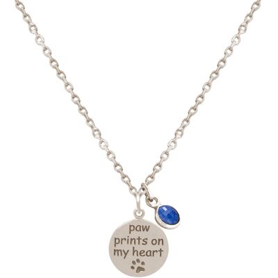 Gemshine Necklace Paw Prints on my Heart: Dog, Cat