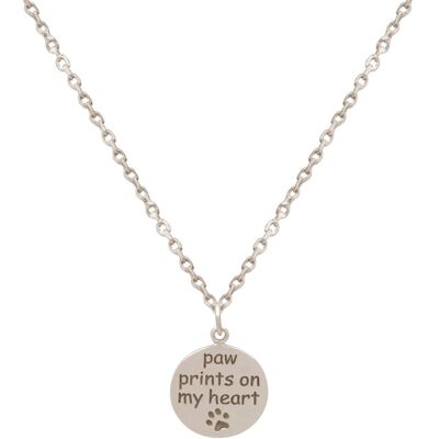 Gemshine Necklace - Paw Prints on my Heart: Dog, Cat