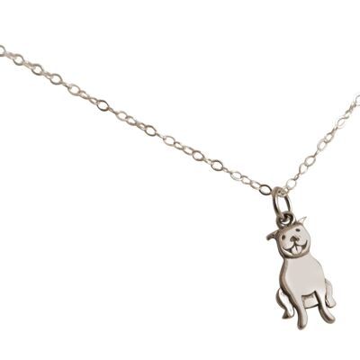 Gemshine Necklace Pitbull Dog Pendant. Solid 925 silver