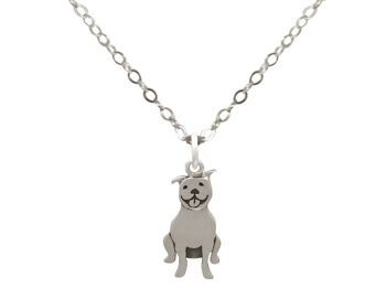 Collier Gemshine Pendentif Chien Pitbull. Argent massif 925 4