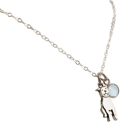 Gemshine Pitbull Dog Necklace with Chalcedony Pendant