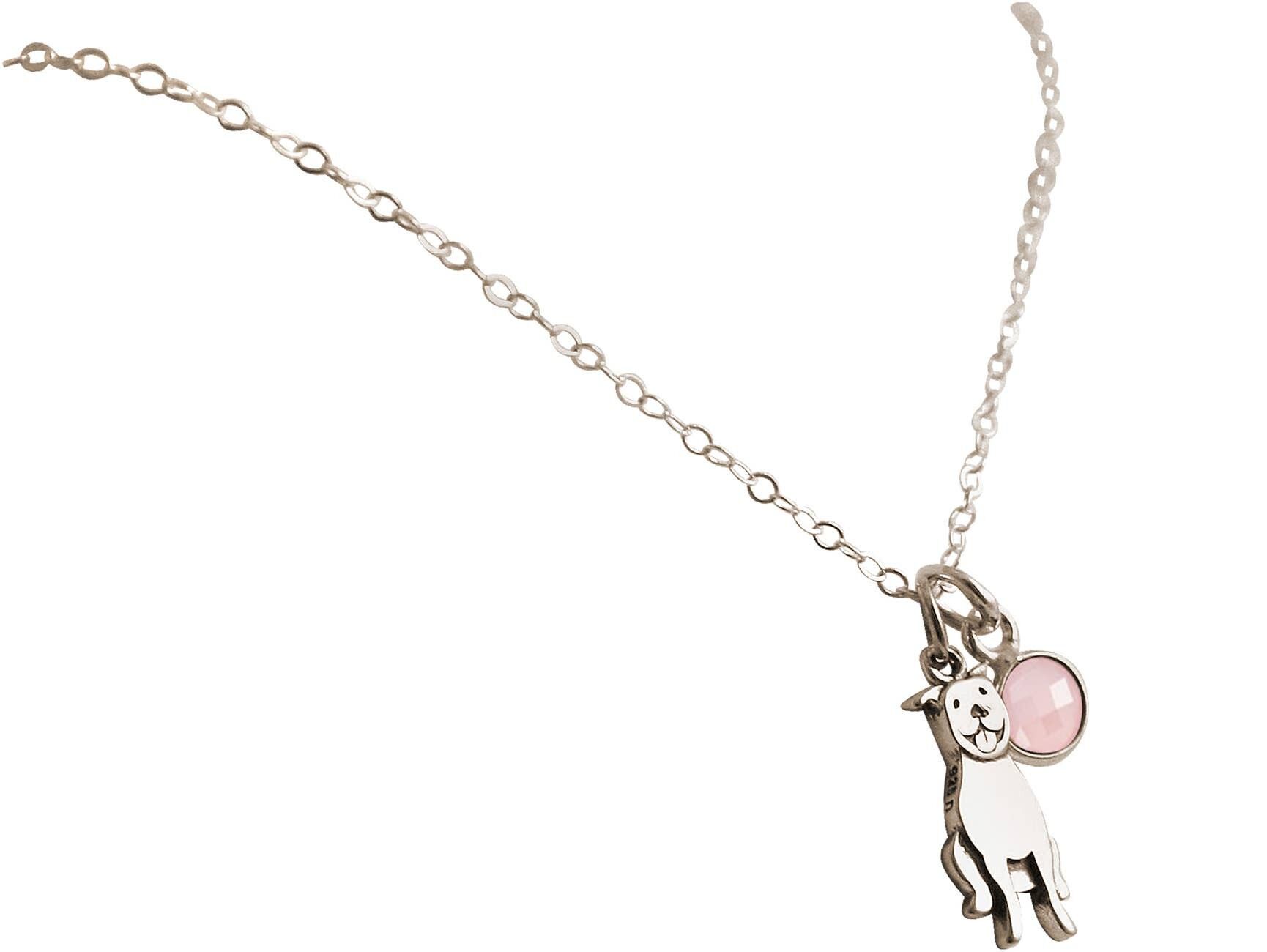 Collana Gemshine Cane Pitbull con Ciondolo in Quarzo Rosa