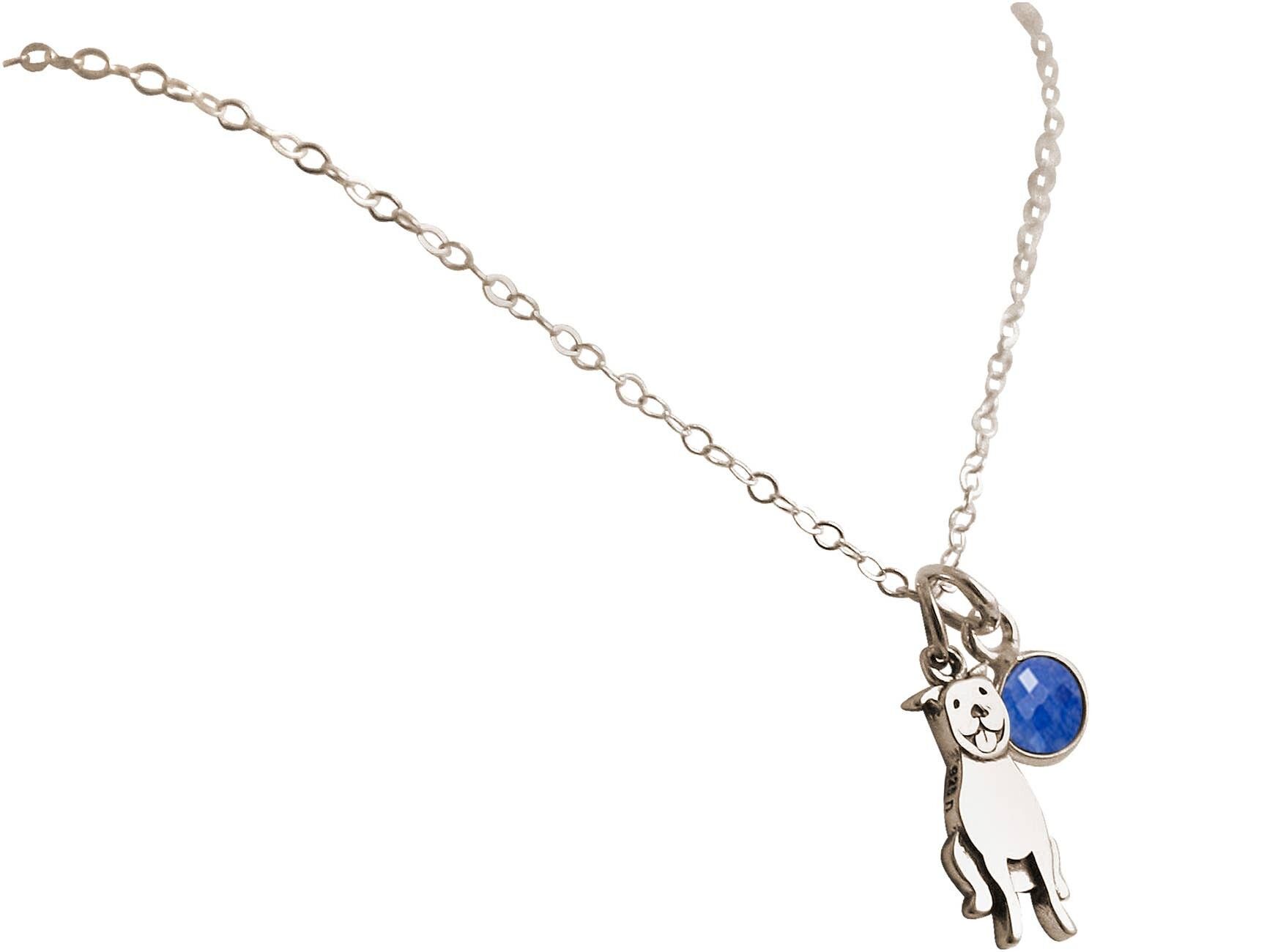 Collana Gemshine Pitbull Dog con pendente in zaffiro