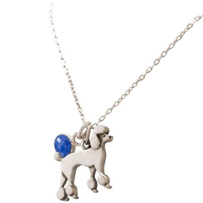 Gemshine Necklace Poodle Poodle Dog Pendant Blue Sapphire