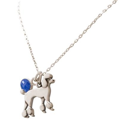 Gemshine Halskette Pudel Poodle Hund Anhänger blauer Saphir