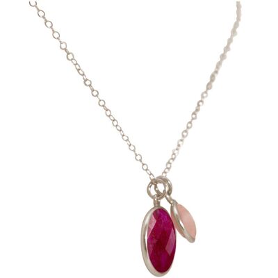 Gemshine necklace red ruby and rose quartz gemstone