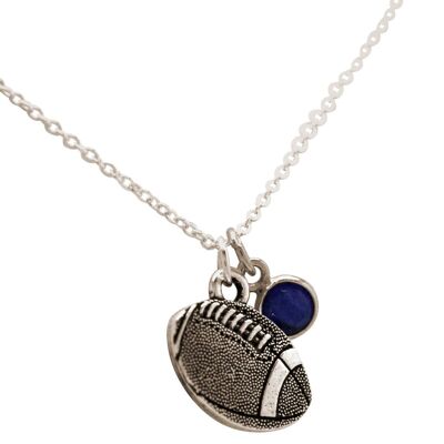 Gemshine Necklace Rugby Ball Pendant with Sapphire