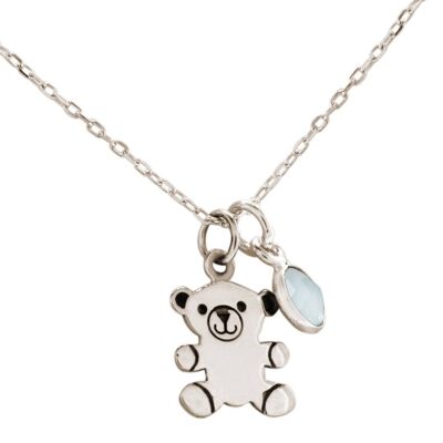 Gemshine necklace teddy bear CHALCEDON pendant 925 silver