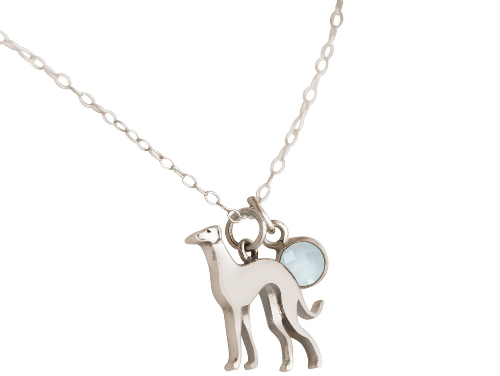 Gemshine collana ciondolo levriero calcedonio blu verde