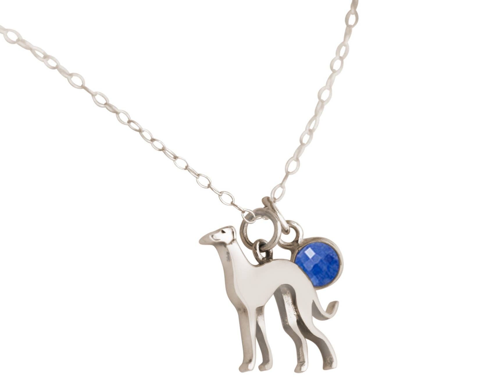 Collana Gemshine ciondolo levriero con zaffiro blu