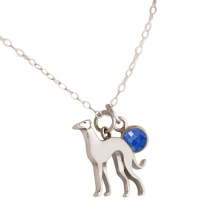 Gemshine necklace greyhound pendant with blue sapphire
